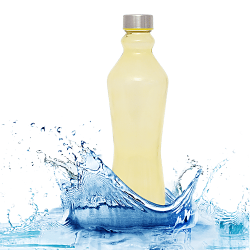 BB Home Glass Water Bottle With Round Base - Yellow, B1364, 1 L  