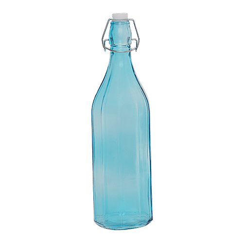 BB Home Glass Water Bottle With Round Base - Blue, B1366, 1 L  