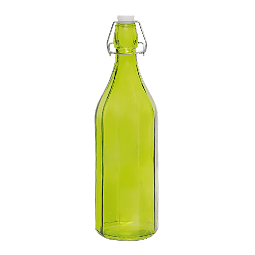BB Home Glass Water Bottle With Round Base - Green, B1366, 1 L  