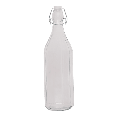 bb home Glass Water Bottle with Round Base - Transparent, 1 L  For Homebrews