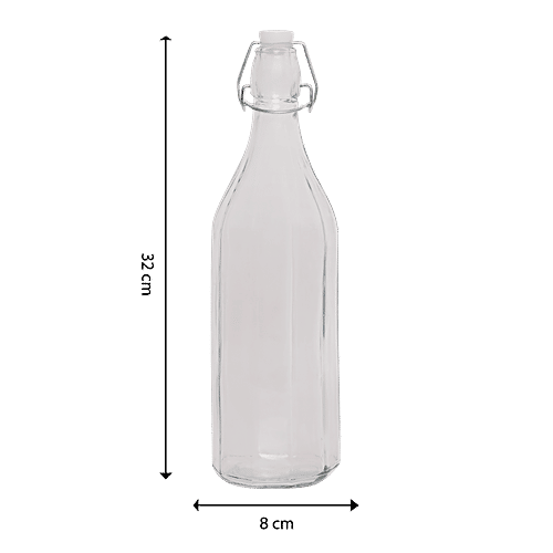 bb home Glass Water Bottle with Round Base - Transparent, 1 L  For Homebrews