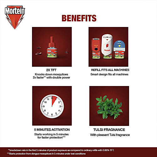 Mortein InstaTulsi Mosquito Repellent Liquid Refill, Fits All Machines, 45 ml (25% Extra)