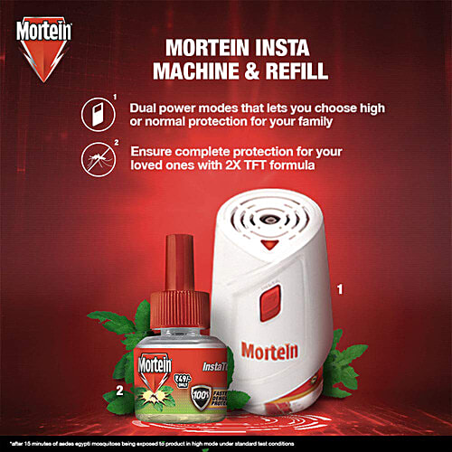 Mortein Mosquito Repellent Refill, Tulsi - 100% Protection From Dengue Mosquitoes, 45 ml (25% Extra) 