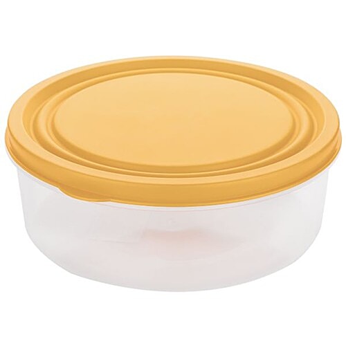 Asian Diana Airseal Container with Yellow Lid - Transparent, Plastic, Plain, Round, 5 pcs  Microwave Safe