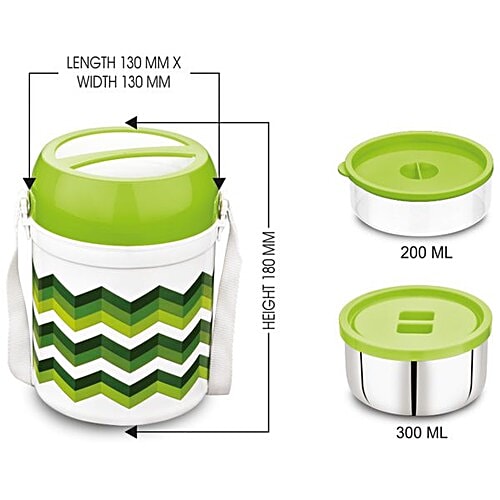 Asian Plastic Lunch Box/Tiffin Box - Diet Meal Hot Pack, Green, 3 pcs Box 