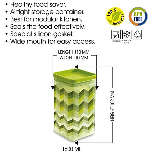 Asian Plastic Container Set - Printed, Kitchen King Festival, Green, 1.6 L (Set of 2)