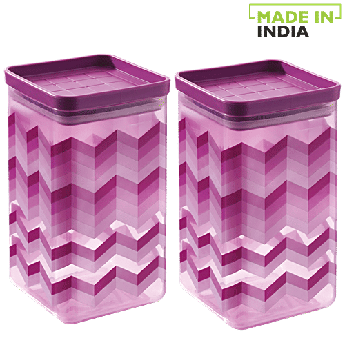 Asian Plastic Container Set - Printed, Kitchen King Festival, Purple, 1.6 L (Set of 2)