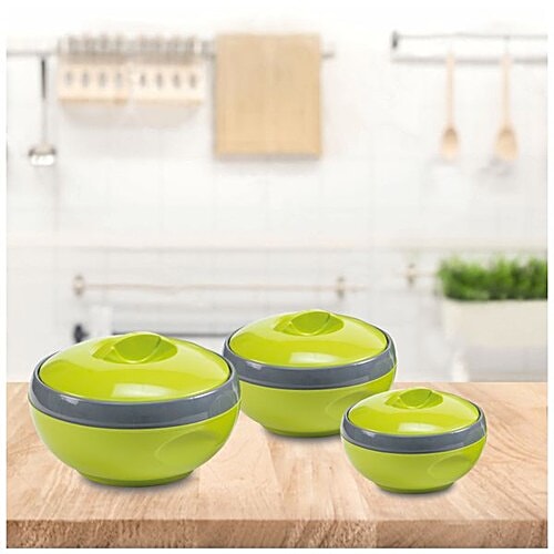 Asian Plastic Casserole For Roti/Chapati - Sonic Green, 3 pcs Box 