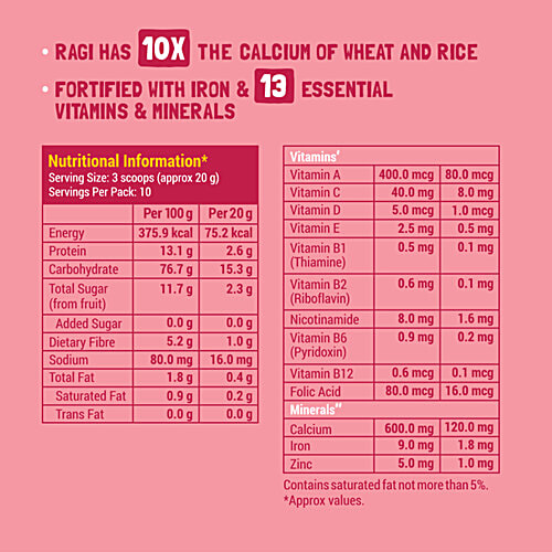 Slurrp Farm Strawberry Instant Cereal, 200 g  No Preservatives, No Artificial Flavours