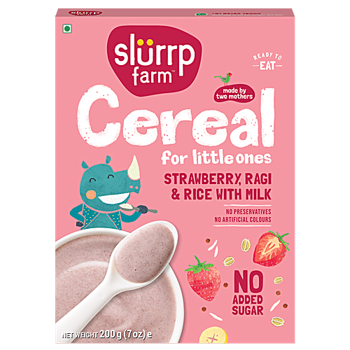 Slurrp Farm Strawberry Instant Cereal, 200 g  No Preservatives, No Artificial Flavours