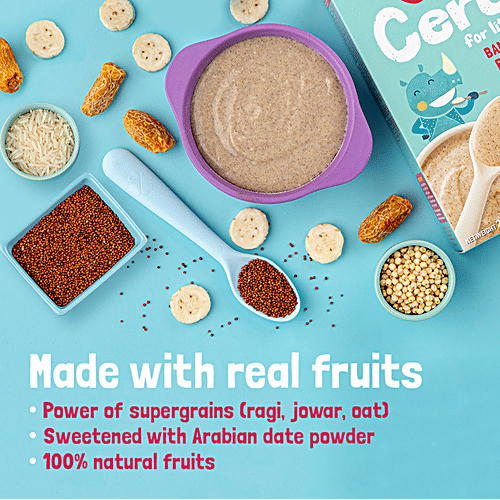 Slurrp Farm Banana Cereal - No Sugar, Instant Healthy Cereal With Ragi, Rice & Milk, 200 g  No Preservatives, No Artificial Flavours