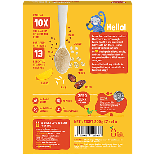 Slurrp Farm Mango Instant Cereal, 200 g  No Preservatives, No Artificial Flavours