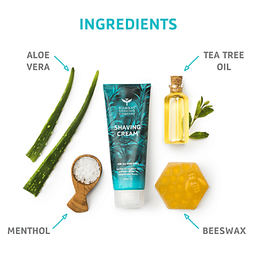 Bombay Shaving Company Shaving Cream With Tea Tree Oil, Aloe Vera & Menthol Extracts, 45 g  