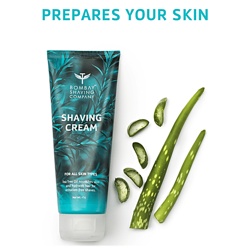Bombay Shaving Company Shaving Cream With Tea Tree Oil, Aloe Vera & Menthol Extracts, 45 g  