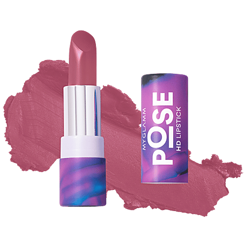 MyGlamm Pose-HD Lipstick - Lipstck 008, Nude Mauve, 4 g  