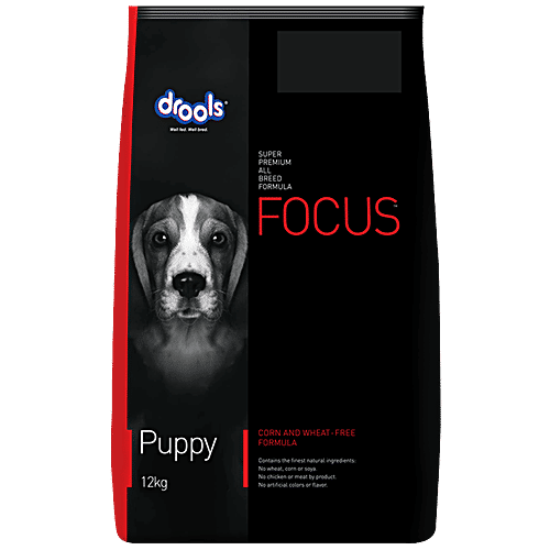 Drools Focus Dog Food - Puppy, Super Premium All Breed Formula, 12 kg (Get Free 1 kg Extra Inside) No Artificial Colors or Flavor