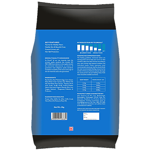 Drools Dry Cat Food - Ocean Fish, For Adults, 4.2 kg Bag Healthy Skin & Beautiful Coat, Hair Ball Protection