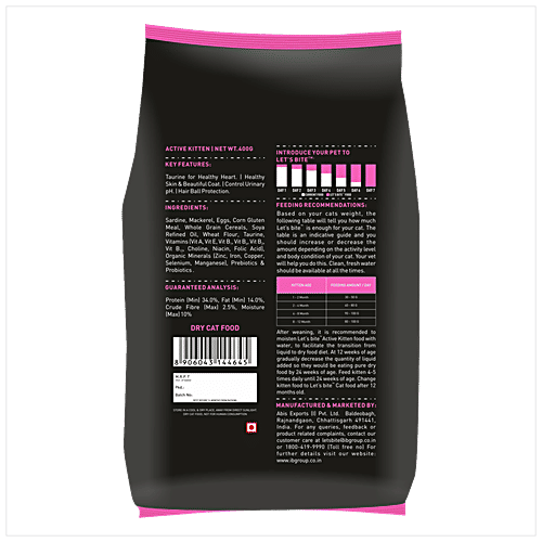 Lets Bite Active Kitten Cat Food, 400 g (Buy 1 & Get 400 g Free) 