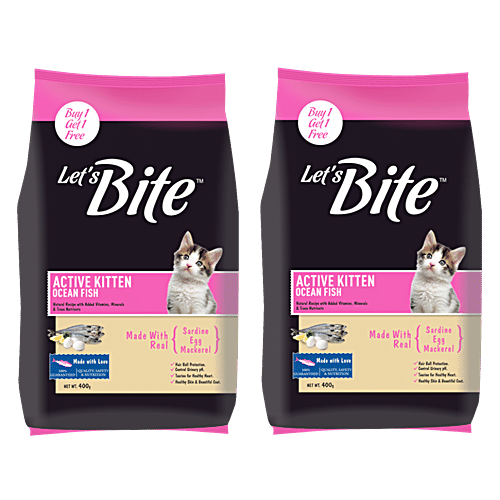 Lets Bite Active Kitten Cat Food, 400 g (Buy 1 & Get 400 g Free) 