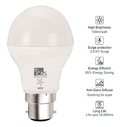 C&S Electric Chandra LED Lamp - Cool Daylight White, Round, 9 Watts, B22 Base, 1 pc  