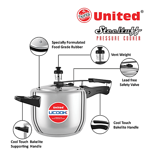 Buy United Stainless Steel Pressure Cooker Steeltuff, Induction Base