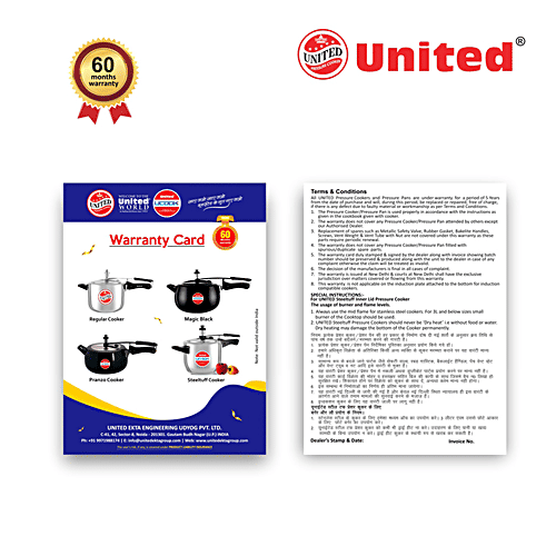 United 3-In-1 Aluminium Pressure Cooker - Smart, Induction Base, Hard Anodised, Black, 5 L  