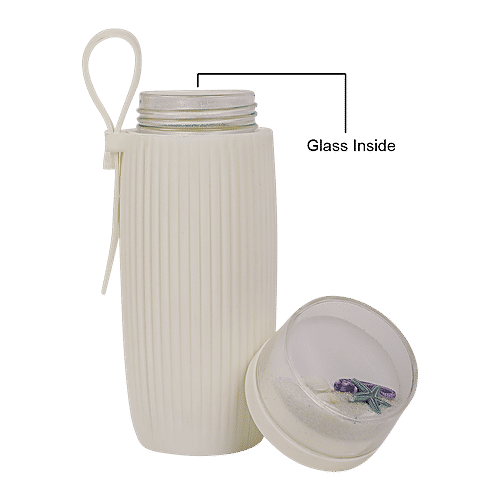 DP Glass Bottle With Plastic Cover - White, BB1307, 450 ml  