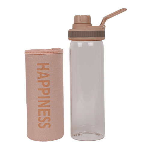 DP Glass Bottle With Removable Fabric Cover - Beige, BB1308, 550 ml  