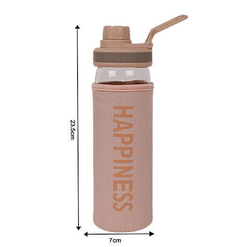 DP Glass Bottle With Removable Fabric Cover - Beige, BB1308, 550 ml  