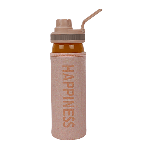 DP Glass Bottle With Removable Fabric Cover - Beige, BB1308, 550 ml  
