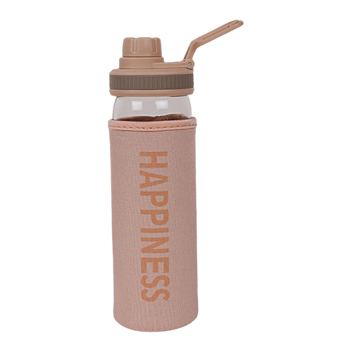 DP Glass Bottle With Removable Fabric Cover - Beige, BB1308, 550 ml  