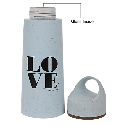 DP Glass Bottle With Plastic Outer - Sky Blue, BB1310, 400 ml  