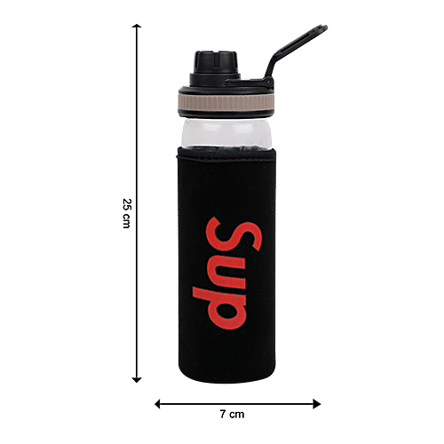 DP Glass Bottle With Removable Fabric Cover - Black, Bb1311, 400 ml  
