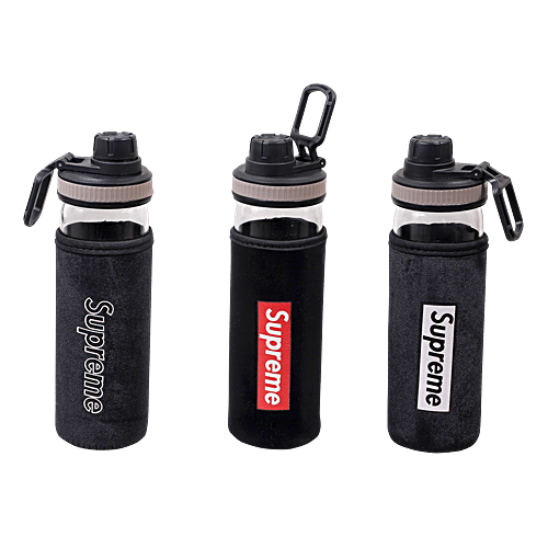 DP Glass Bottle With Removable Fabric Cover - Black, Bb1311, 400 ml  