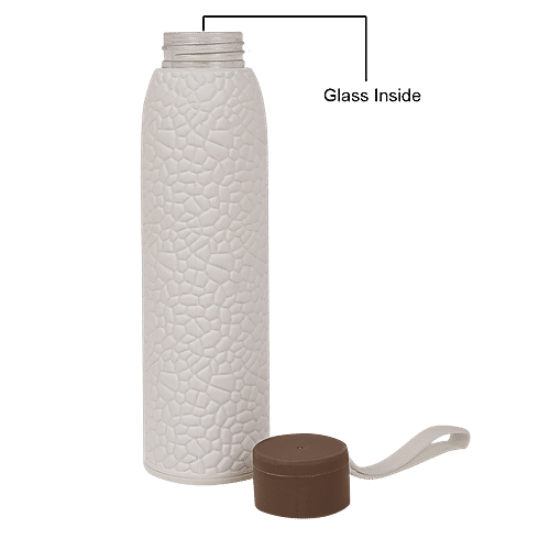 DP Glass Bottle With Plastic Outer - White, BB1314, 380 ml  