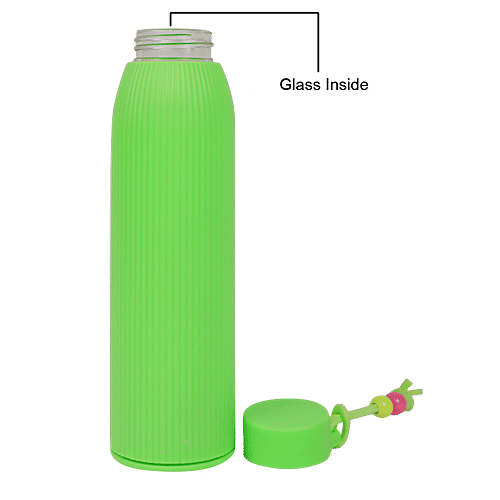 DP Glass Bottle With Plastic Outer - Green, BB1315, 400 ml  