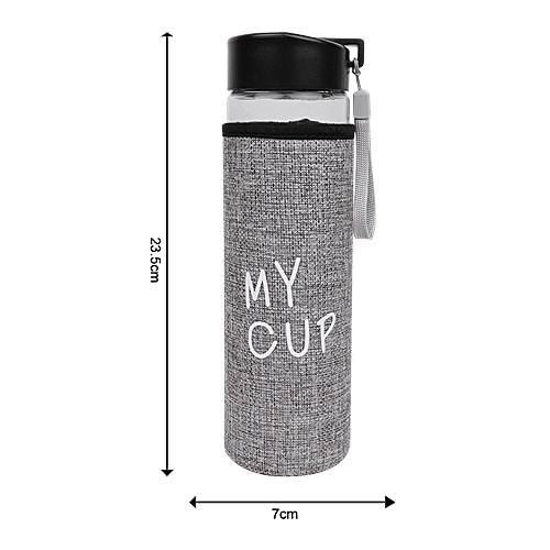 DP Glass Water Bottle With Removable Fabric Cover - Grey, BB1318, 500 ml  Leak Proof