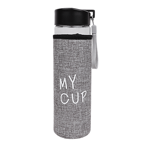 DP Glass Water Bottle With Removable Fabric Cover - Grey, BB1318, 500 ml  Leak Proof