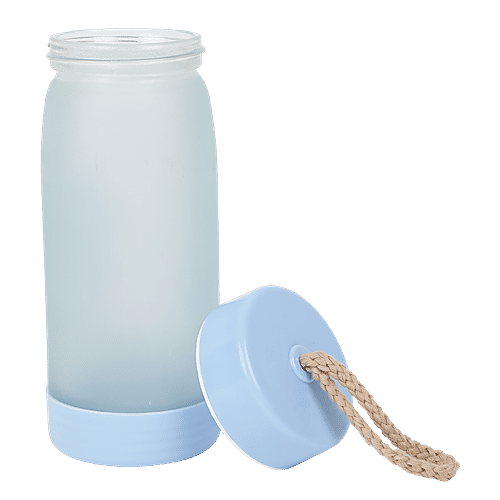 DP Glass Bottle With Plastic Rim & Cap - Blue, BB1319, 400 ml  
