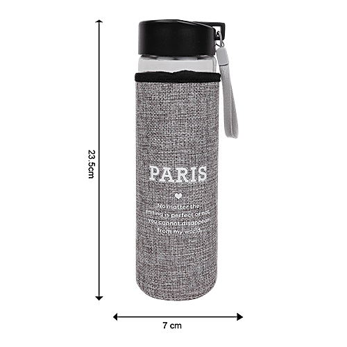 DP Glass Bottle With Removable Fabric Cover - Grey, BB1322, 500 ml  