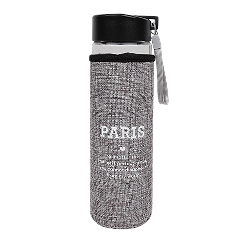 DP Glass Bottle With Removable Fabric Cover - Grey, BB1322, 500 ml  
