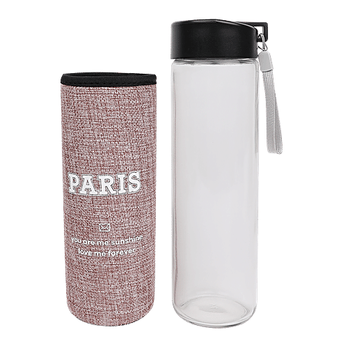 DP Glass Bottle With Removable Fabric Cover - Purple, BB1322, 500 ml  