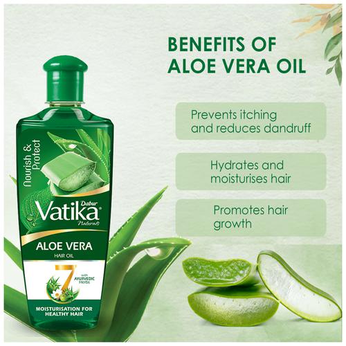 Buy Dabur Vatika Naturals Aloe Vera Hair Oil - For Nourish & Protect,  Moisturisation For Healthy Hair, With 7 Ayurvedic Herbs Online at Best  Price of Rs 150 - bigbasket