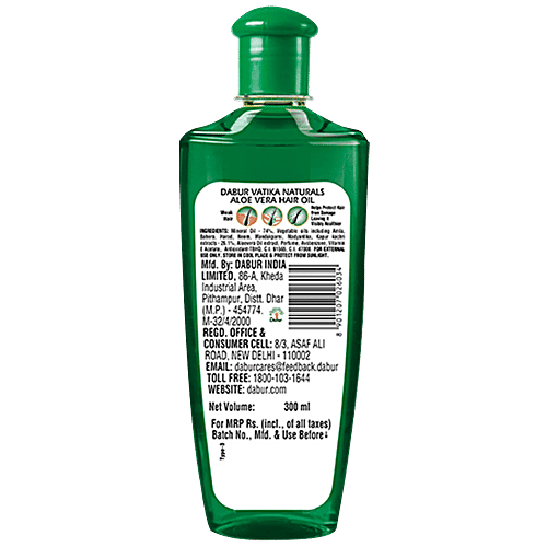 Dabur Vatika Naturals Aloe Vera Hair Oil - For Nourish & Protect, Moisturisation For Healthy Hair, With 7 Ayurvedic Herbs, 300 ml  With 7 Ayurvedic Herbs