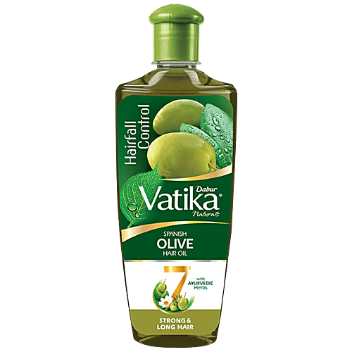 Dabur Vatika Naturals Spanish Olive Hair Oil - For Hairfall Control, Strong & Long Hair, With 7 Ayurvedic Herbs, 300 ml With 7 Ayurvedic Herbs