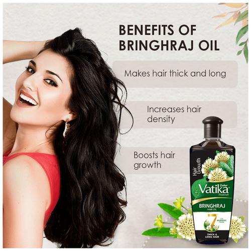 Buy Dabur Vatika Naturals Bhringhraj Hair Oil - For Hair Growth, Thick &  Long Hair, With 7 Ayurvedic Herbs Online at Best Price of Rs 225 - bigbasket