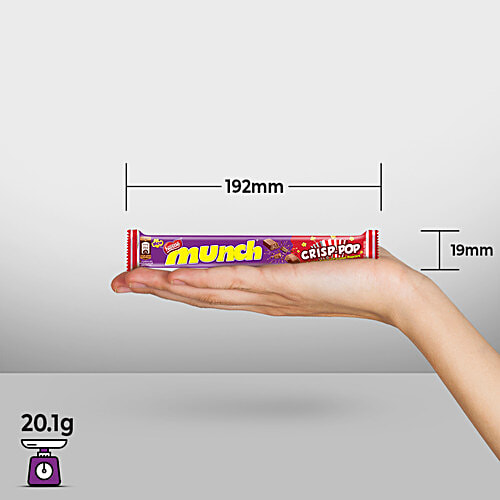 Nestle Munch Crisp-Pop Chocolate Coated Crunchy Wafer, 20.1 g  Exiciting Taste of Caramel Popcorn