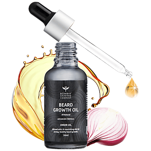 Bombay Shaving Company Beard Growth Onion Oil - 10X Nourishing Oils For Stronger, Fluffier & Shinier Beard, 30 ml  Infused with 10 Nourishing Oils
