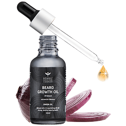 Bombay Shaving Company Beard Growth Onion Oil - 10X Nourishing Oils For Stronger, Fluffier & Shinier Beard, 30 ml  Infused with 10 Nourishing Oils