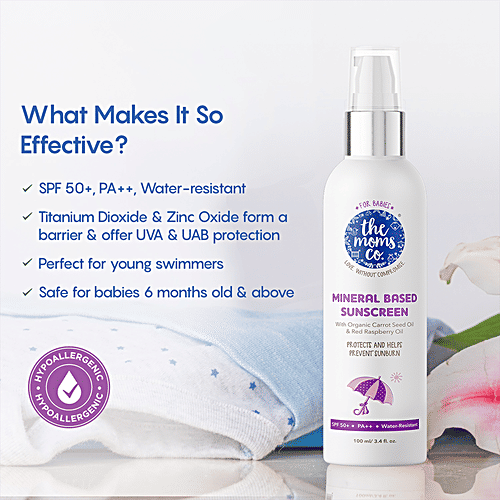 The Moms Co Natural Baby Sunscreen, 100 ml  Paraben, Silicone & Mineral Oil Free